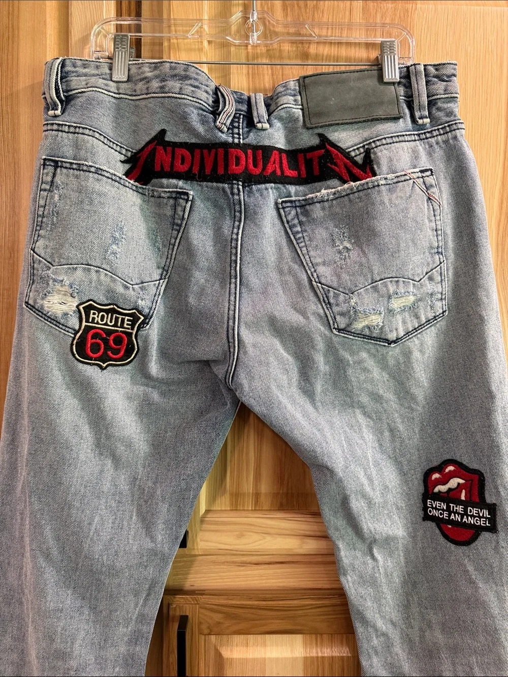 Cult of Individuality Slim Distressed Patchwork Rocker Grunge Men's Jeans 36x33